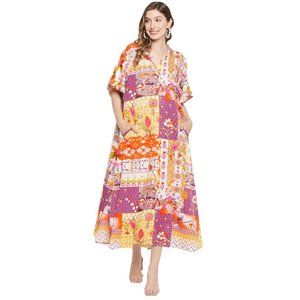 Floral Print Multicolor Polyester Kaftan Dress for Women by Gypsie Blu